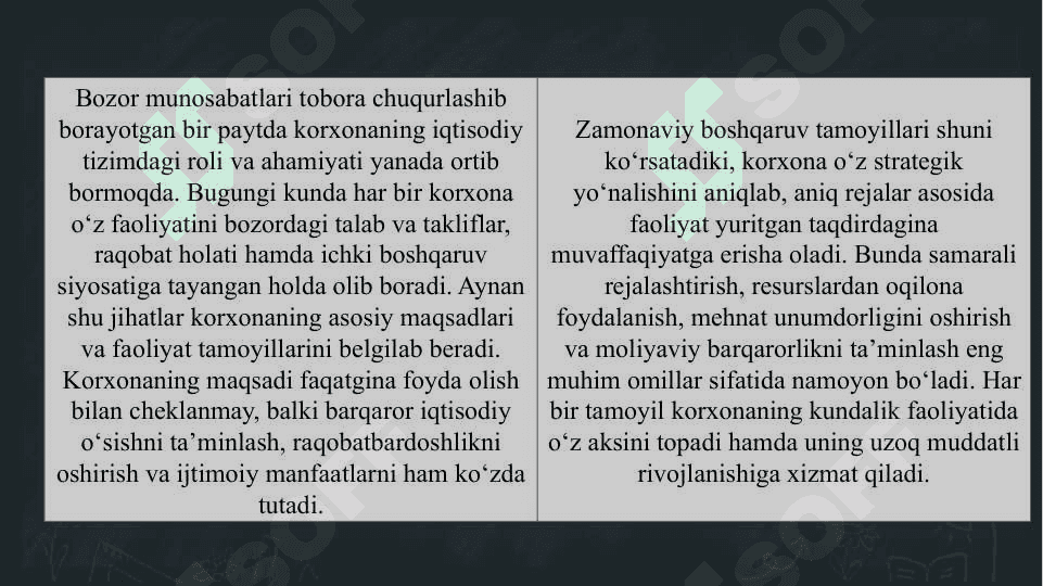 Korxonaning asosiy maqsadi va faoliyat tamoyillari slayd 3