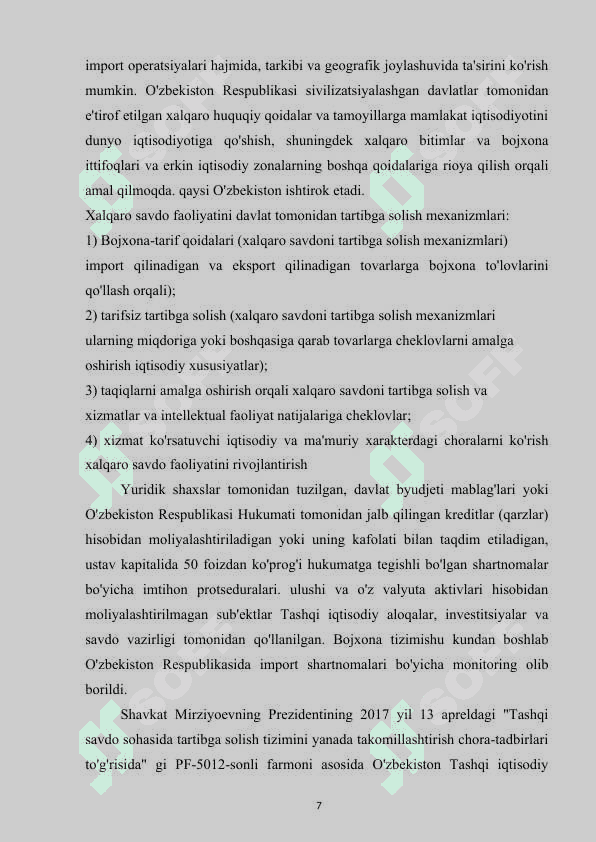 Davlatning tashqi savdo siyosati va uning boshqarish usullari 7