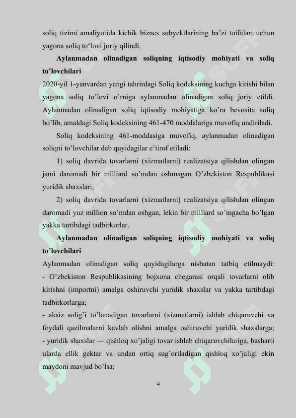 Kichik biznesni rivojlantirishda aylanmadan olinadigan soliqning ahamiyati 4