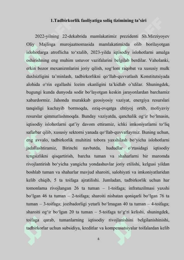 Kichik biznesni rivojlantirishda aylanmadan olinadigan soliqning ahamiyati 6