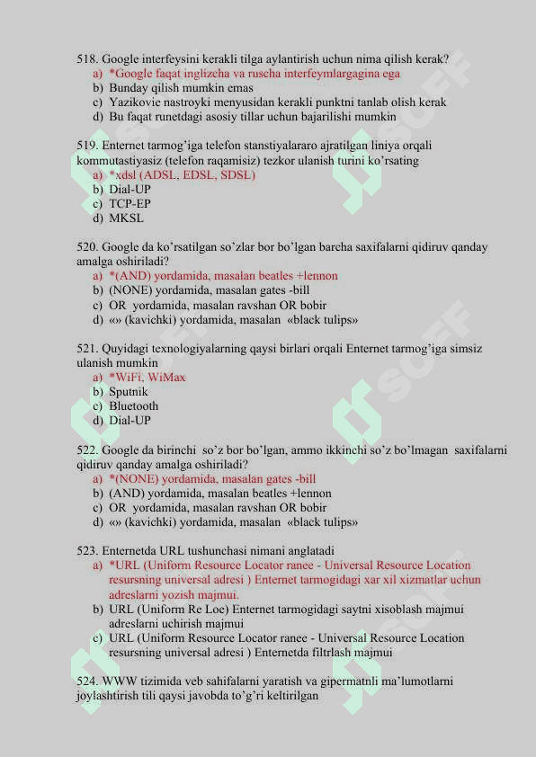 Informatika va axborot texnologiyalaridan test savollari 3