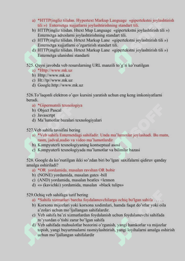 Informatika va axborot texnologiyalaridan test savollari 4