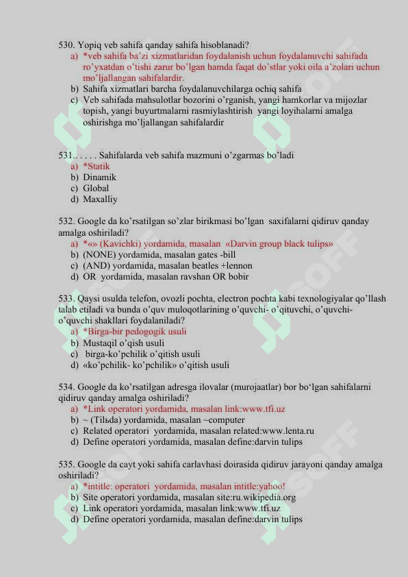 Informatika va axborot texnologiyalaridan test savollari 5