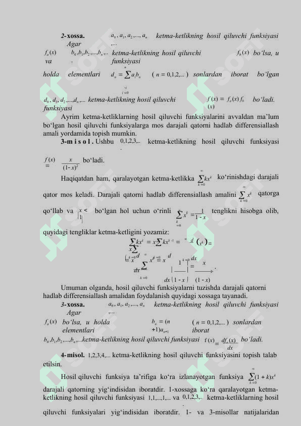 Hosil qiluvchi funksiyalar 4