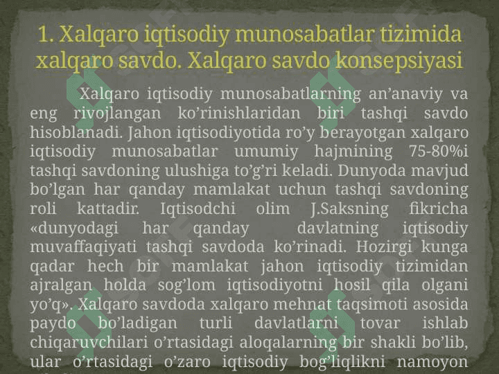 XALQARO SAVDONING RIVOJLANISH NAZARIYALARI VA MODELLARI 2