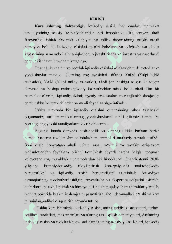 IQTISODIY O'SISHNING O'LCHASHNING JAHON TAJRIBASI 2