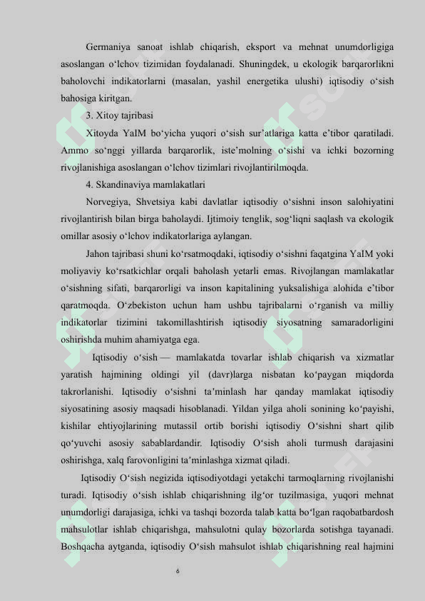 IQTISODIY O'SISHNING O'LCHASHNING JAHON TAJRIBASI 5