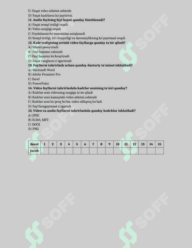 11-sinf informatika test yillik 3