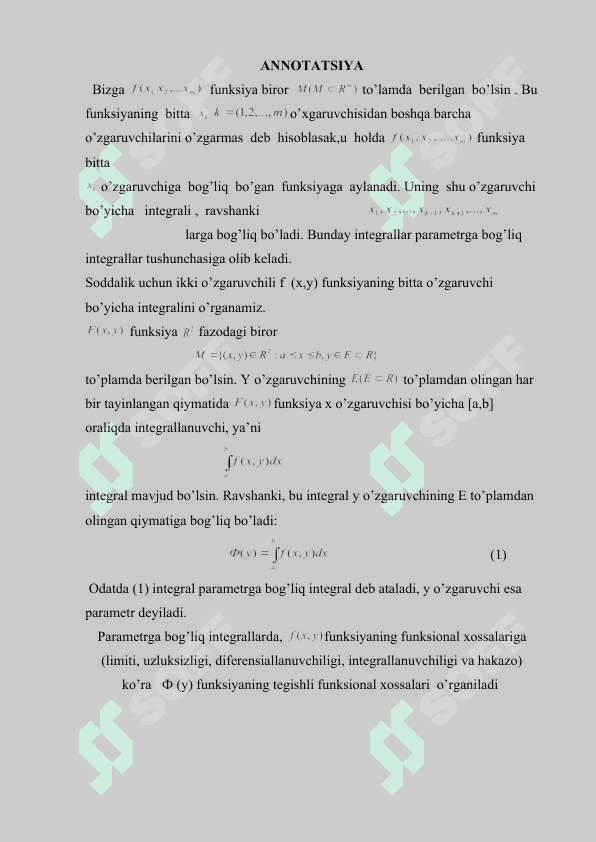 Parametrga   bog’liq    integrallar 3