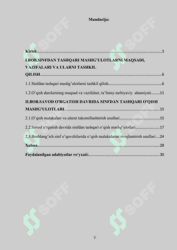 Savod o'rgatish davrida sinfdan tashqari o'qish mashg'ulotlari 2