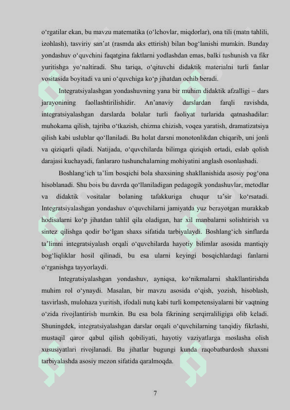 BOSHLANG’ICH TA’LIMDA INTEGRATSIYALASHGAN DARSLAR 6