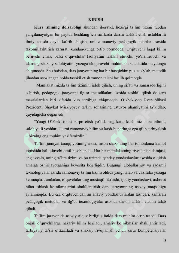 BOSHLANG‘ICH SINFLARDA ZAMONAVIY PEDAGOGIK TEXNOLOGIYALAR ASOSIDA DARS JARAYONINI TASHKIL ETISH (INTERAKTIV, INNOVATSION METODLAR BILAN BOYITILGAN) 3