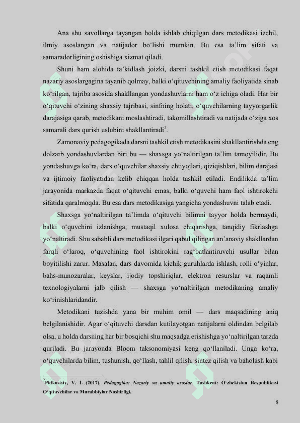 BOSHLANG‘ICH SINFLARDA ZAMONAVIY PEDAGOGIK TEXNOLOGIYALAR ASOSIDA DARS JARAYONINI TASHKIL ETISH (INTERAKTIV, INNOVATSION METODLAR BILAN BOYITILGAN) 8