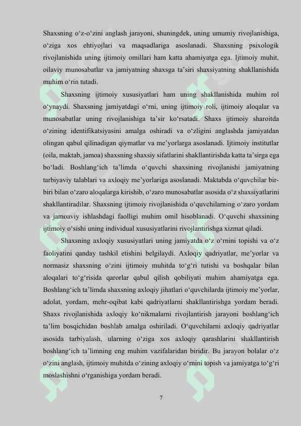 SHAXS RIVOJLANISHINING PSIXOLOGIK VA PEDAGOGIK XUSUSIYATLARI 7