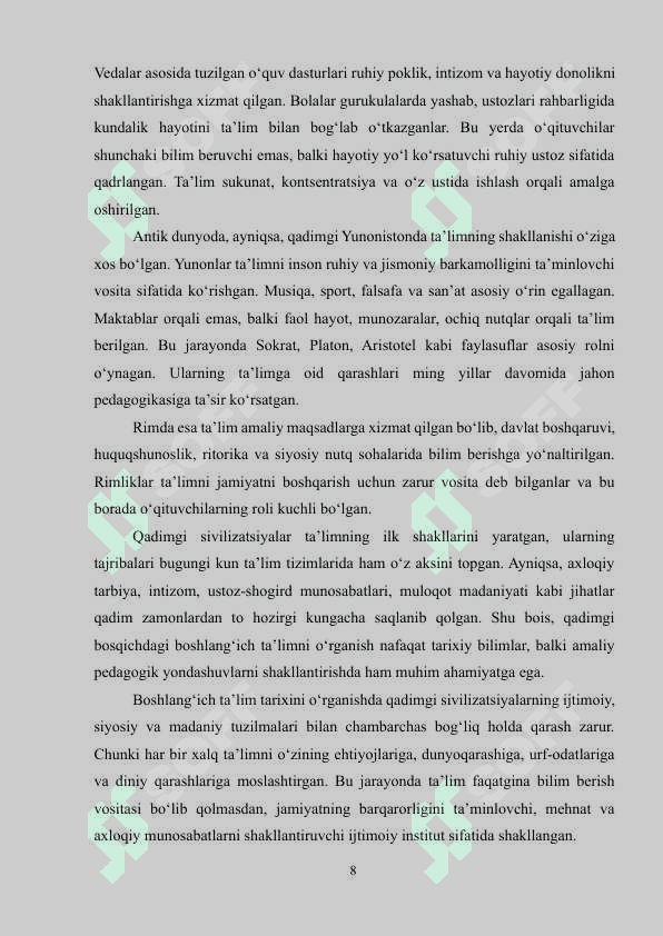 JAHON MAMLAKATLARIDA BOSHLANG‘ICH TA’LIMNING TARIXIY TARAQQIYOTI VA PEDAGOGIK YONDASHUVLAR 8