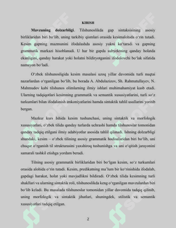 Kesim va uning o'zbek tilshunosligidagi tadqiqi 2
