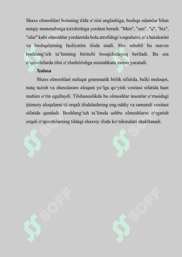 BOSHLANGʻICH SINFDA MEN, SEN, U VA ULAR MAVZUSINI OʻRGANISH 6