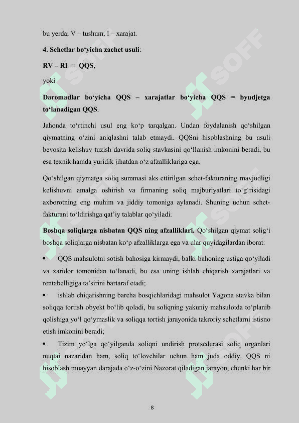 O’zbekiston qo’shilgan qiymati solig’ini  joriy qilinishining iqtisodiy sabablari 8