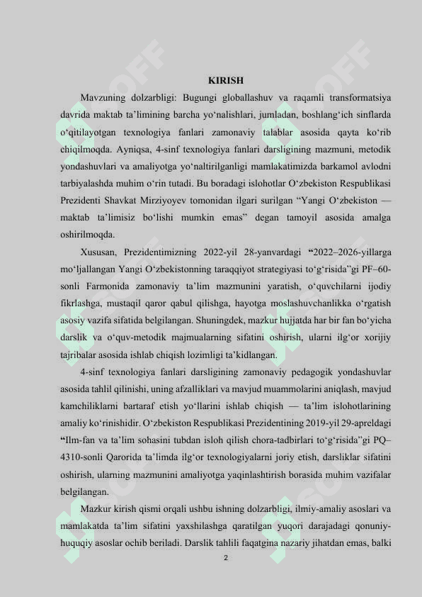 4-sinf texnologiya fanlari darsligining tahlili, muammolar va ularni bartaraf etish yoʻllari 2