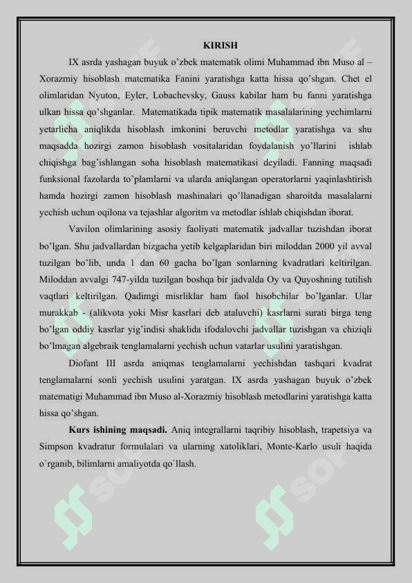 ANIQ INTEGRALLARNI TAQRIBIY  HISOBLASH 3