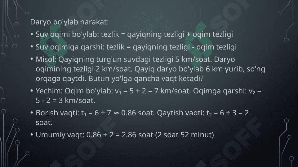 Harakatga doir masalalar yechish 7