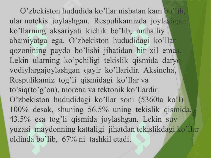 O’zbekiston ko’llari va suv omborlari 2