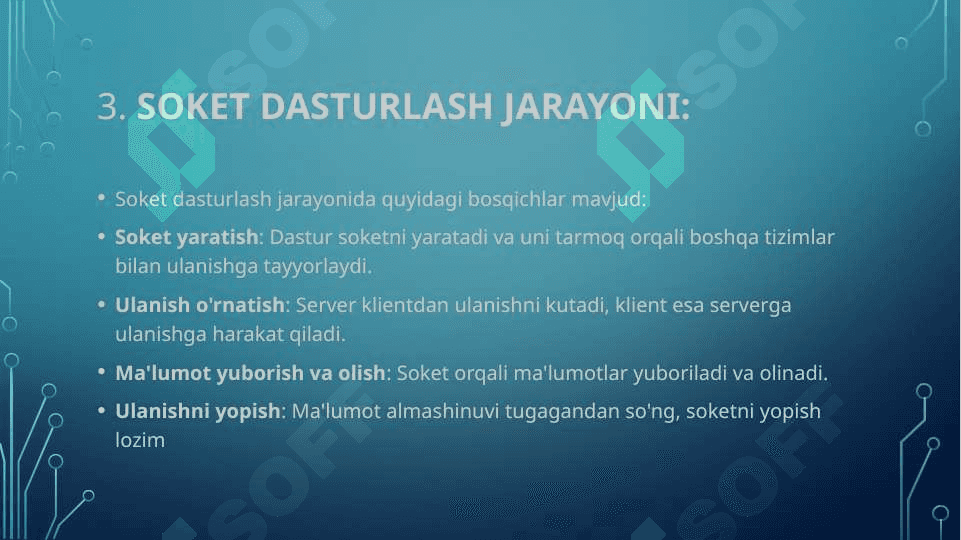 TARMOQLAR VA SOKET DASTURLASH 4