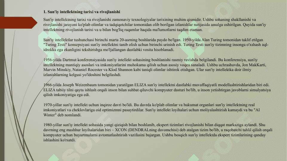 SUN’IY INTELLEKT VA MOSHINA O’RGANISH ASOSLARI 2