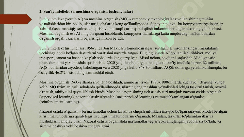 SUN’IY INTELLEKT VA MOSHINA O’RGANISH ASOSLARI 4