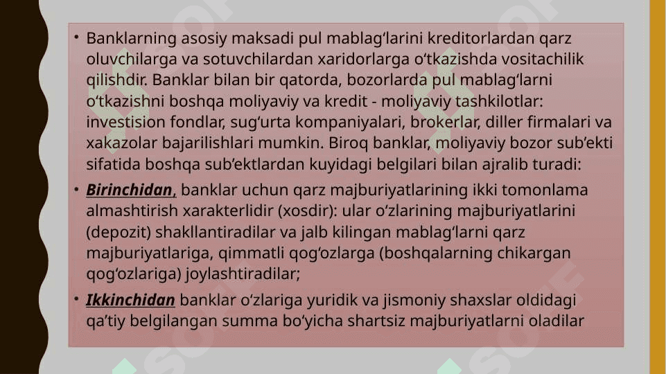 Bank menejmenti va marketingi fanining predmeti 4