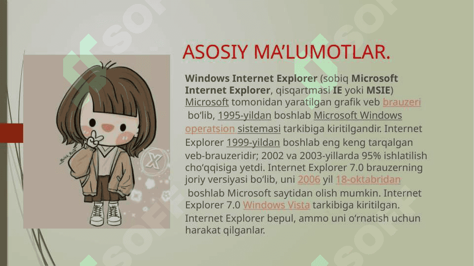 Internet Explorer dasturi imkoniyatlari. Taqsimlangan mavavzularga oid ma’lumot qidirish 3