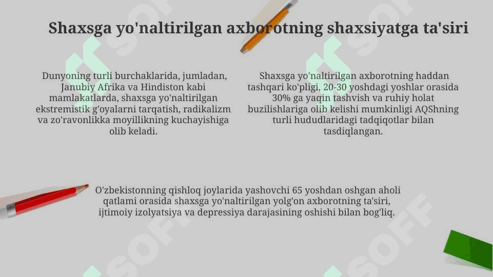 Shaxsga yo'naltirilgan axborot : psixologik, diniy va madaniy tahdidlar 4