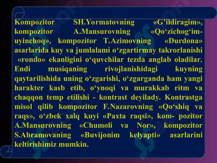 UCHINCHI SINFDA MUSIQA O‘QITISHNING MAZMUNIVA METODIKASI 6