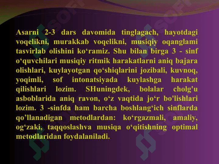 UCHINCHI SINFDA MUSIQA O‘QITISHNING MAZMUNIVA METODIKASI 7