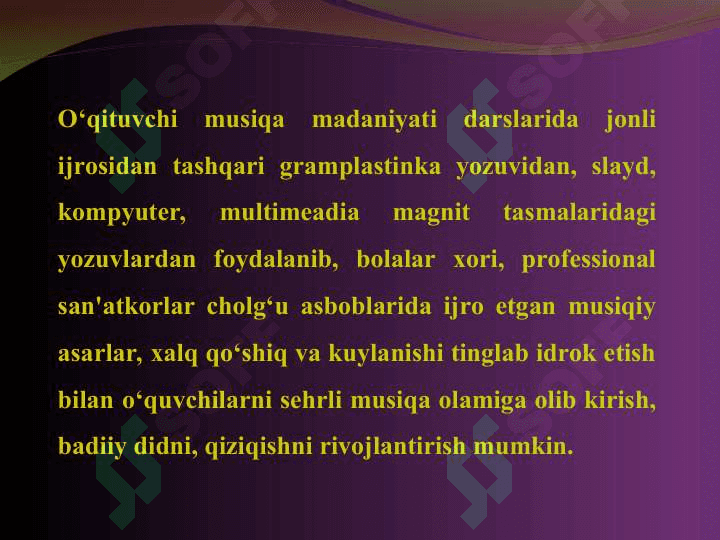 UCHINCHI SINFDA MUSIQA O‘QITISHNING MAZMUNIVA METODIKASI 8