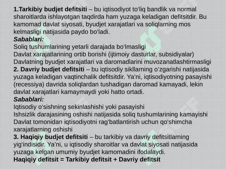 Davlat budjeti, soliqlar va davlat qarzi 7