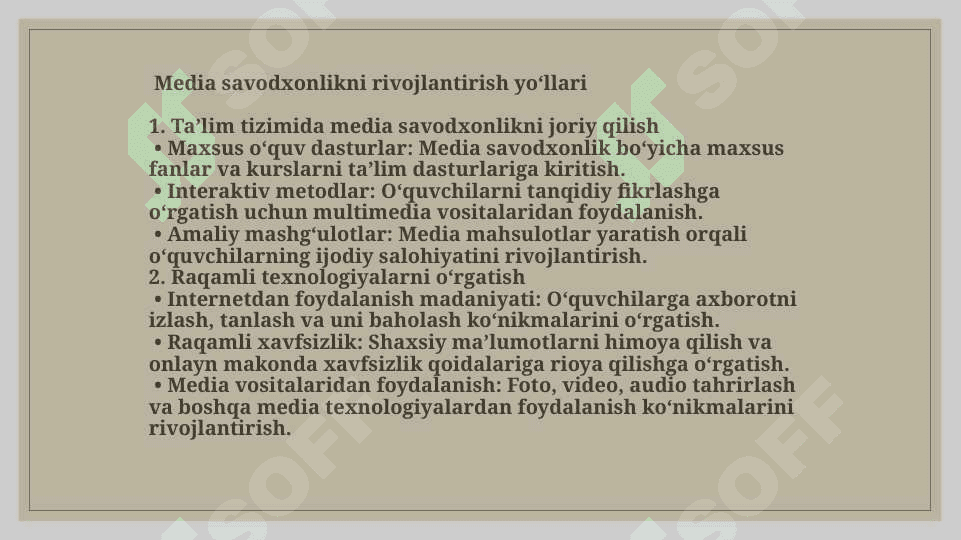 MEDIA SAVODXONLIKNI RIVOJLANTIRISHNING YO`LLARI 4
