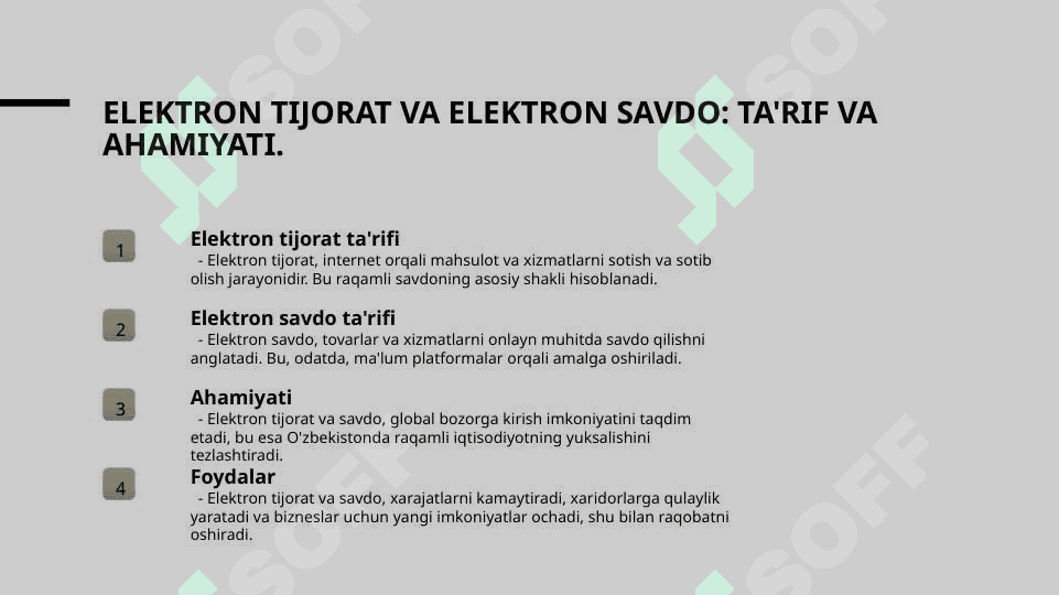 Elektron tijorat va elektron savdo xususiy belgilar va farqlar 3