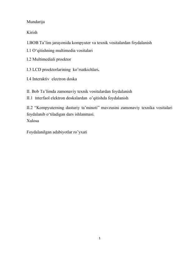 Elektron didaktik materiallardan foydalanib Informatika va axborot texnologiyalari fanini o‘qitishni takomillashtirish