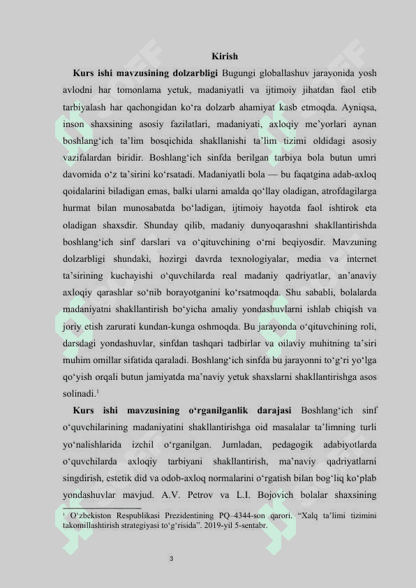 Boshlang‘ich sinf o‘quvchilarning madaniyatini shakllantirish kurs ishi 3