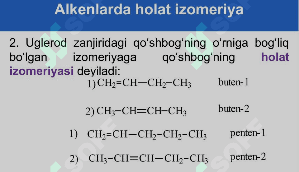 Alkenlarning izomeriyasi va olinishi 4