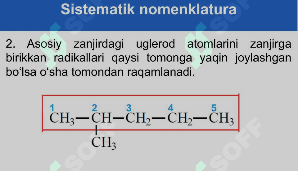Alkanlarning xalqaro nomenklatura bo‘yicha nomlanishi. Izomeriyasi 8