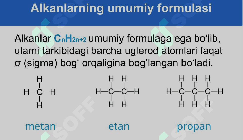 Alkanlar. Alkanlarning umumiy formulasi. Gomologik qatori. Ratsional nomenklatura 5