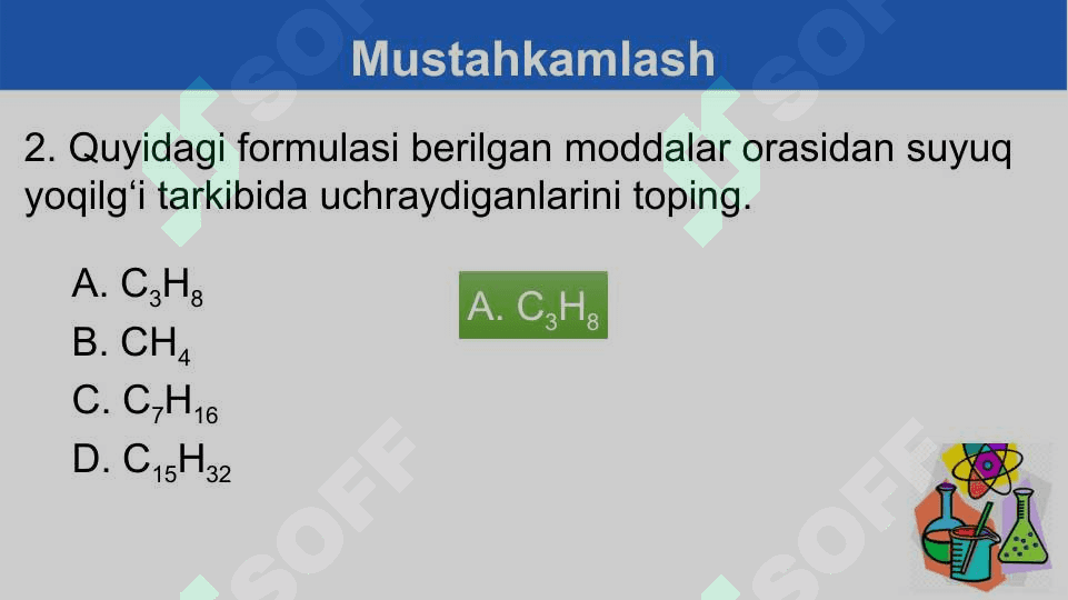 Alkanlarga doir masalalar yechish. 3