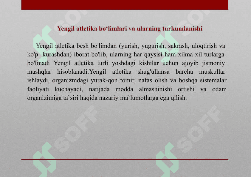 YENGIL ATLETIKA TURLARI TEXNIKASINI O'RGATISH 4