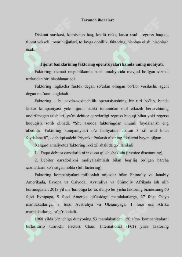 Tijorat banklarining faktoring operatsiyalari 2