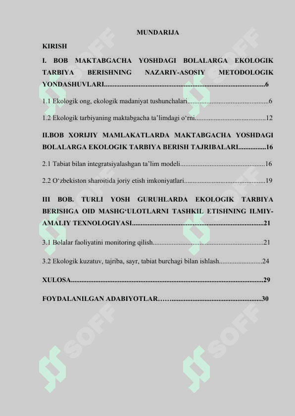 Turli yosh guruh bolalarida ekologik tarbiya berishga oid mashg‘ulotlarni tashkil etish texnologiyasi. 2