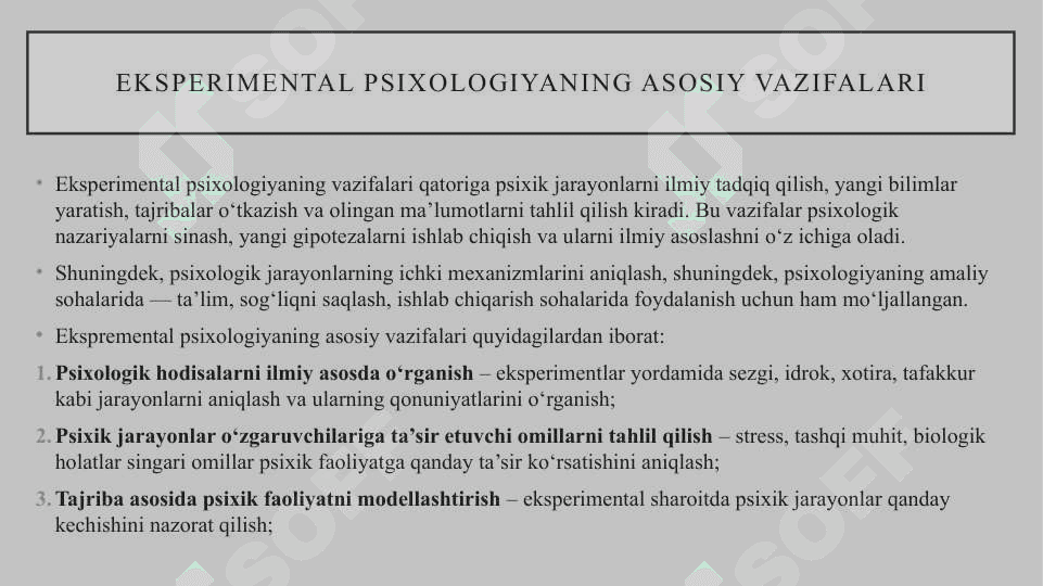 Ekspremental psixologiya fanining maqsad va vazifalari 4