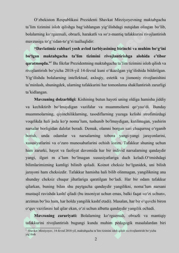 Bolaning ko‘rgazmali, obrazli, ko‘rgazmali–harakat va so‘z-mantiq tafakkurini rivojlantirish 2