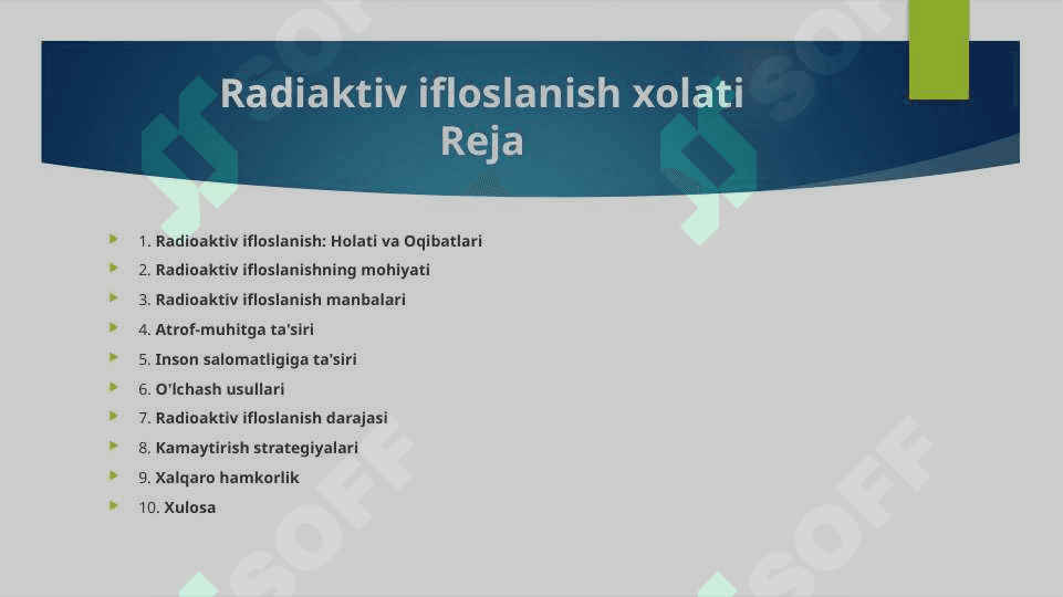 Radiaktiv ifloslanish xolati 2